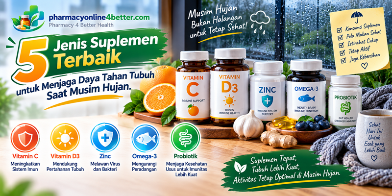 5 Jenis Suplemen Terbaik untuk Menjaga Daya Tahan Tubuh Saat Musim Hujan